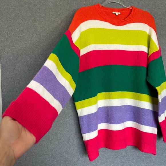 Jodifl size L pull on sweater colorful striped wool blend oversized - Picture 5 of 12